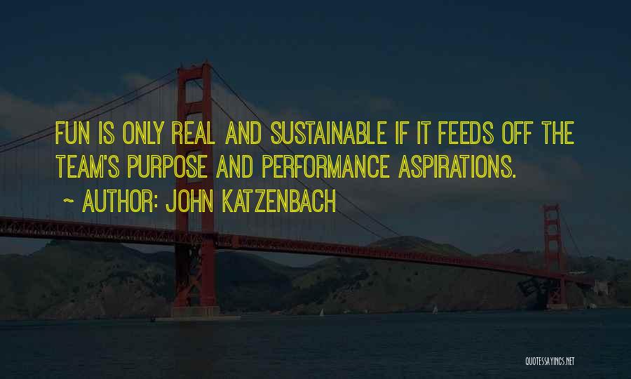 John Katzenbach Quotes: Fun Is Only Real And Sustainable If It Feeds Off The Team's Purpose And Performance Aspirations.