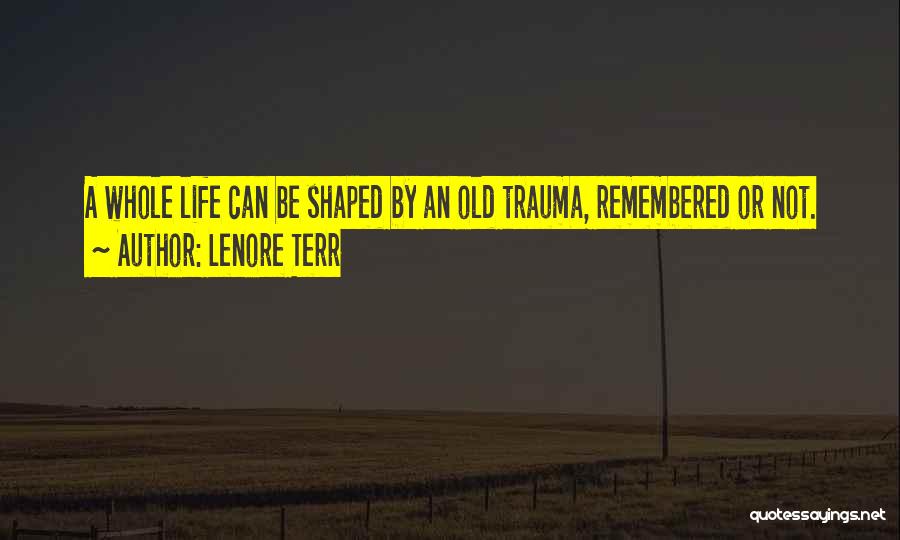 Lenore Terr Quotes: A Whole Life Can Be Shaped By An Old Trauma, Remembered Or Not.