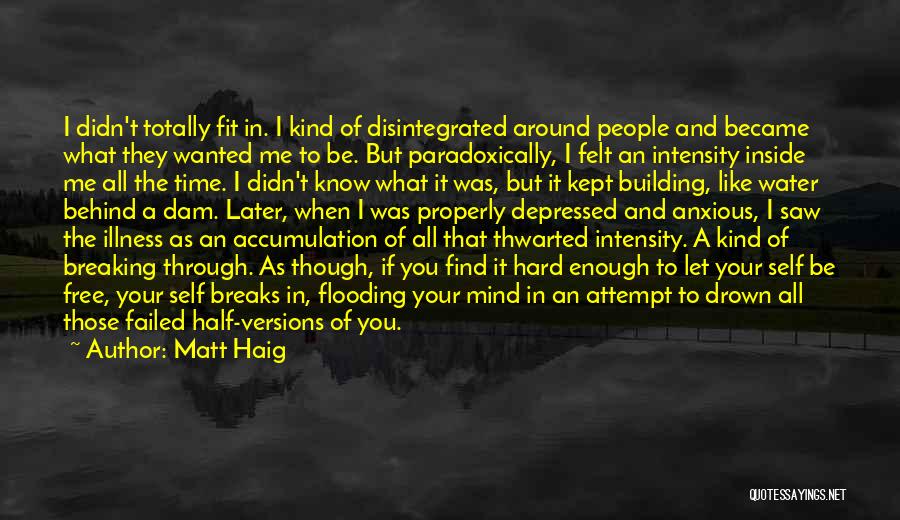 Matt Haig Quotes: I Didn't Totally Fit In. I Kind Of Disintegrated Around People And Became What They Wanted Me To Be. But