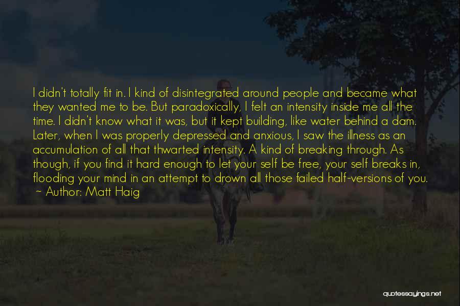 Matt Haig Quotes: I Didn't Totally Fit In. I Kind Of Disintegrated Around People And Became What They Wanted Me To Be. But