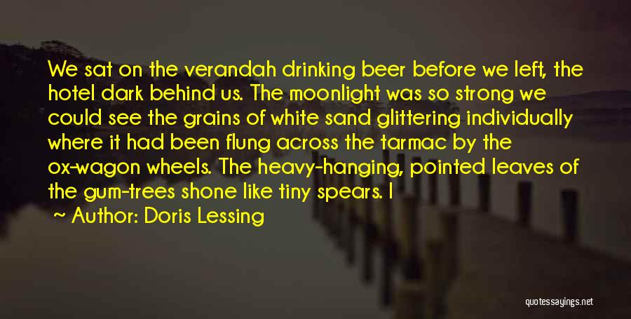 Doris Lessing Quotes: We Sat On The Verandah Drinking Beer Before We Left, The Hotel Dark Behind Us. The Moonlight Was So Strong