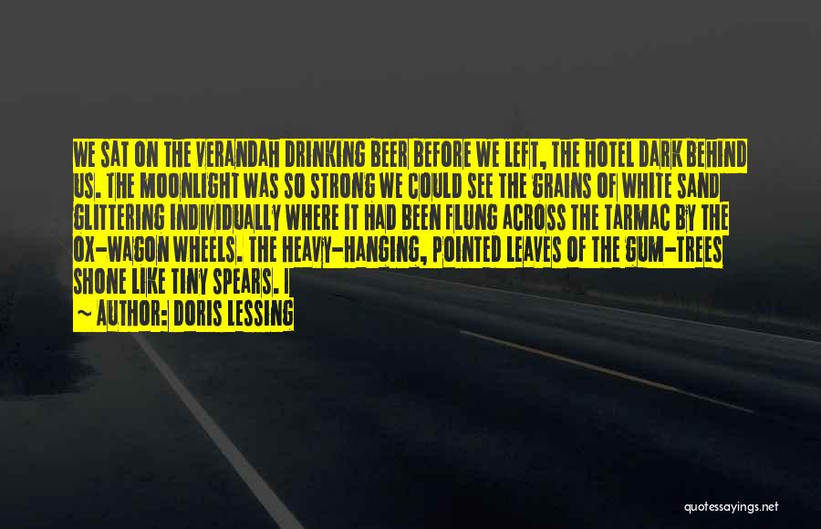 Doris Lessing Quotes: We Sat On The Verandah Drinking Beer Before We Left, The Hotel Dark Behind Us. The Moonlight Was So Strong