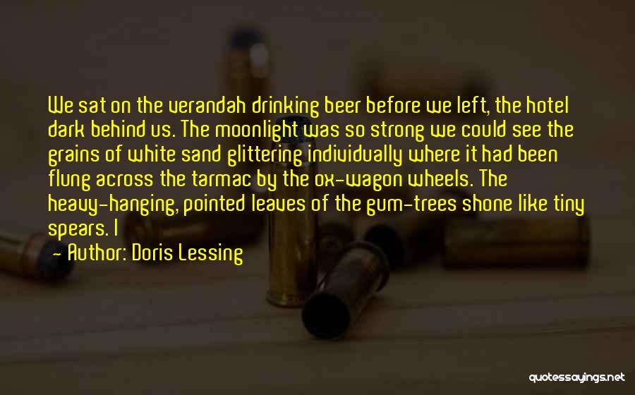 Doris Lessing Quotes: We Sat On The Verandah Drinking Beer Before We Left, The Hotel Dark Behind Us. The Moonlight Was So Strong