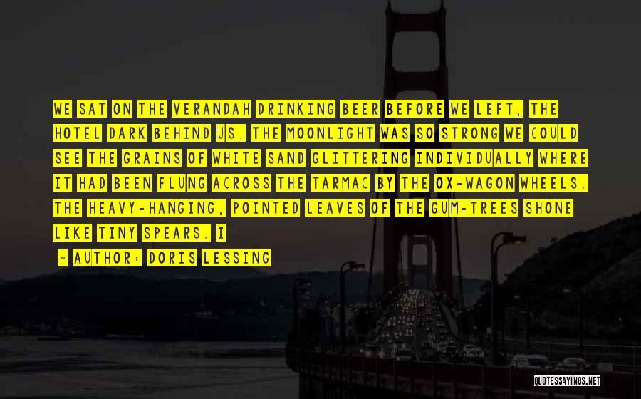 Doris Lessing Quotes: We Sat On The Verandah Drinking Beer Before We Left, The Hotel Dark Behind Us. The Moonlight Was So Strong