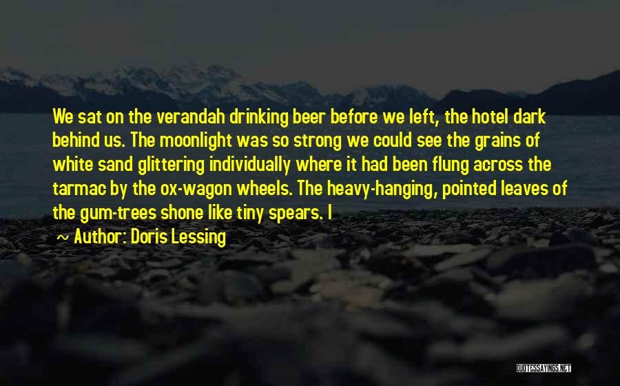 Doris Lessing Quotes: We Sat On The Verandah Drinking Beer Before We Left, The Hotel Dark Behind Us. The Moonlight Was So Strong