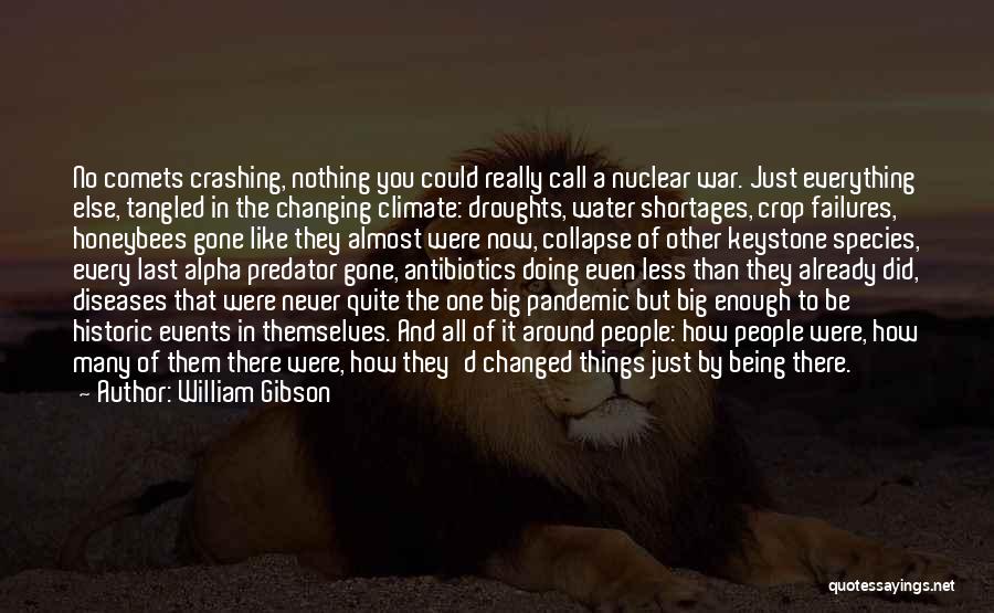 William Gibson Quotes: No Comets Crashing, Nothing You Could Really Call A Nuclear War. Just Everything Else, Tangled In The Changing Climate: Droughts,