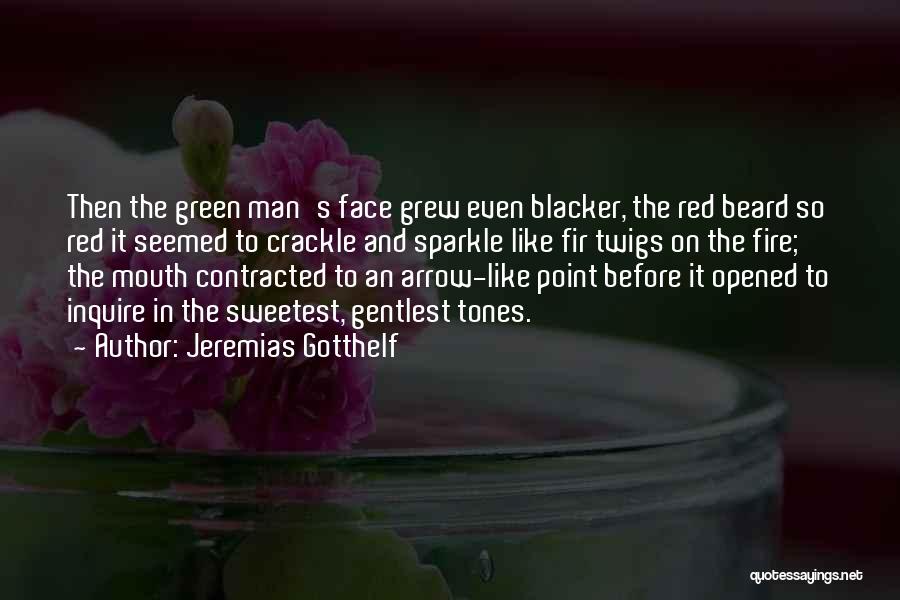 Jeremias Gotthelf Quotes: Then The Green Man's Face Grew Even Blacker, The Red Beard So Red It Seemed To Crackle And Sparkle Like