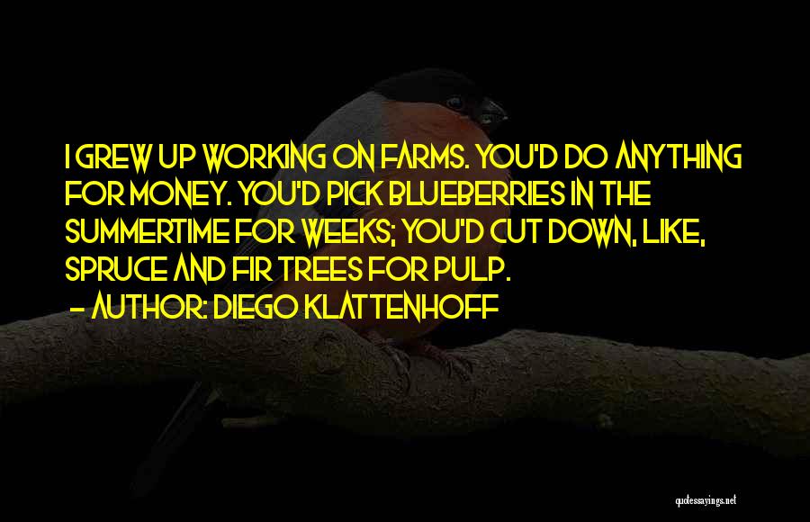 Diego Klattenhoff Quotes: I Grew Up Working On Farms. You'd Do Anything For Money. You'd Pick Blueberries In The Summertime For Weeks; You'd