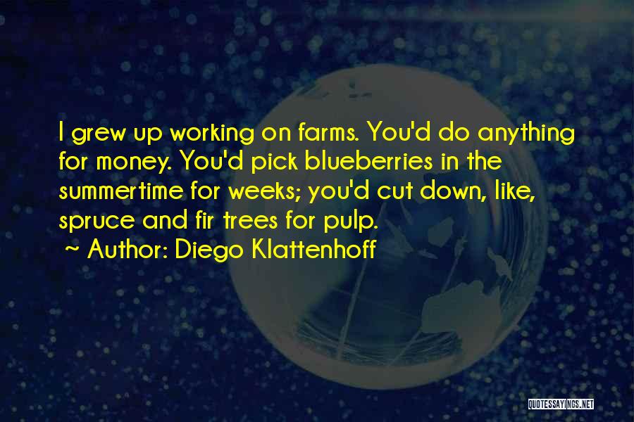 Diego Klattenhoff Quotes: I Grew Up Working On Farms. You'd Do Anything For Money. You'd Pick Blueberries In The Summertime For Weeks; You'd