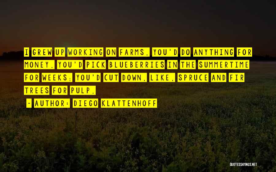 Diego Klattenhoff Quotes: I Grew Up Working On Farms. You'd Do Anything For Money. You'd Pick Blueberries In The Summertime For Weeks; You'd