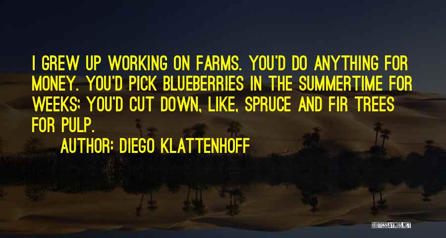 Diego Klattenhoff Quotes: I Grew Up Working On Farms. You'd Do Anything For Money. You'd Pick Blueberries In The Summertime For Weeks; You'd