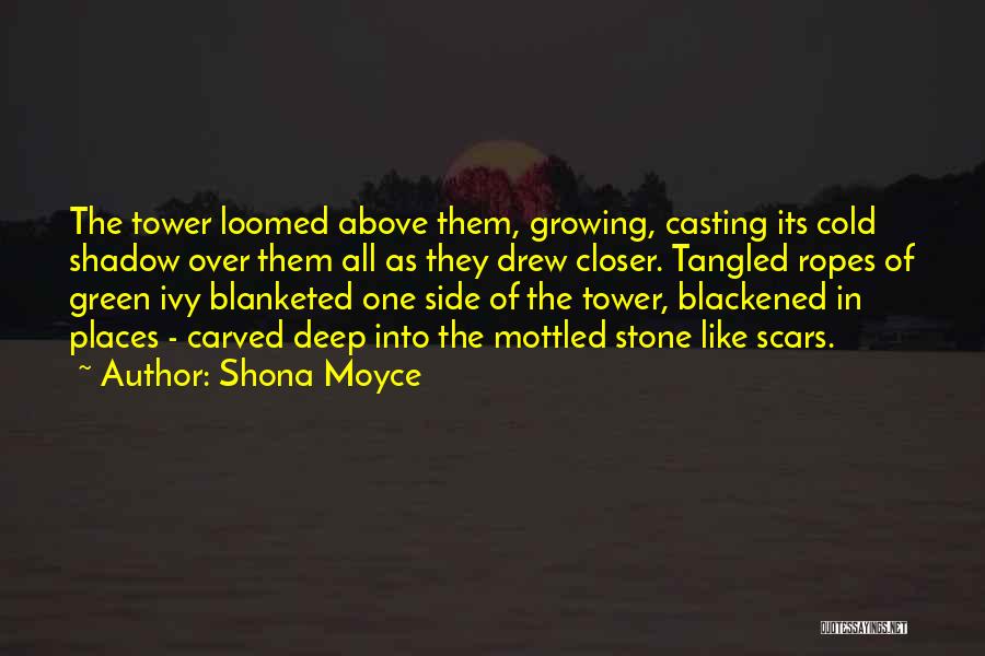 Shona Moyce Quotes: The Tower Loomed Above Them, Growing, Casting Its Cold Shadow Over Them All As They Drew Closer. Tangled Ropes Of