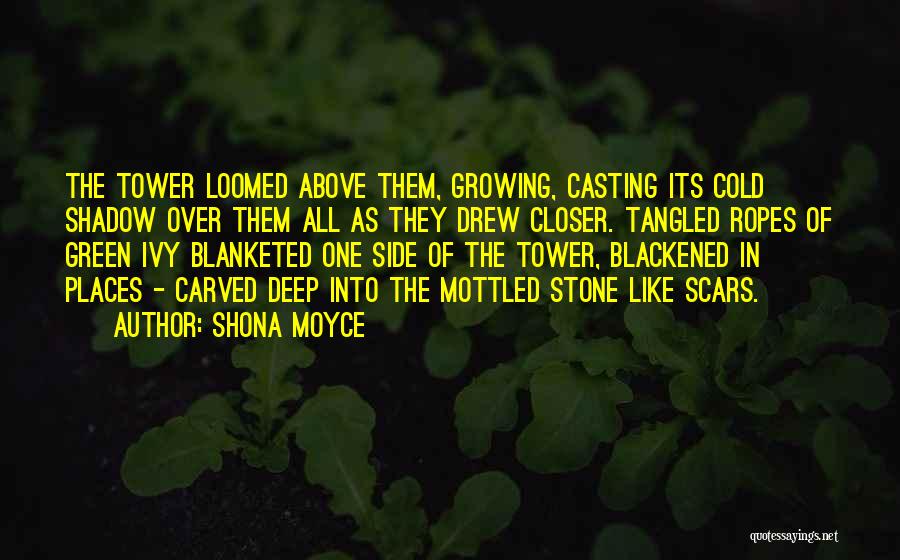 Shona Moyce Quotes: The Tower Loomed Above Them, Growing, Casting Its Cold Shadow Over Them All As They Drew Closer. Tangled Ropes Of