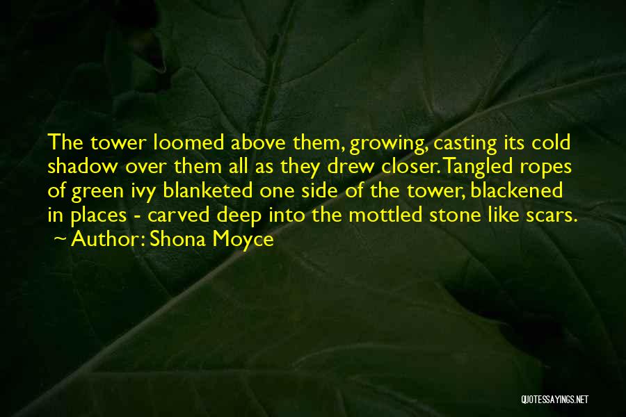 Shona Moyce Quotes: The Tower Loomed Above Them, Growing, Casting Its Cold Shadow Over Them All As They Drew Closer. Tangled Ropes Of