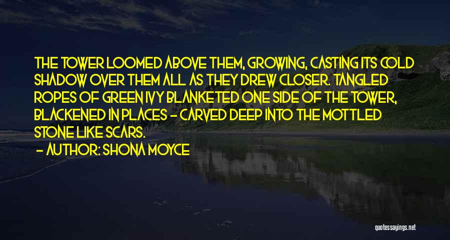 Shona Moyce Quotes: The Tower Loomed Above Them, Growing, Casting Its Cold Shadow Over Them All As They Drew Closer. Tangled Ropes Of