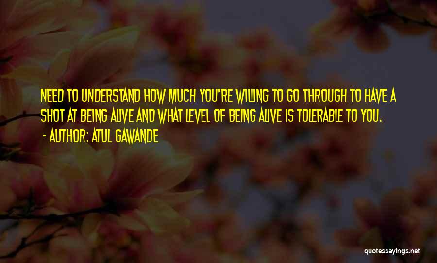 Atul Gawande Quotes: Need To Understand How Much You're Willing To Go Through To Have A Shot At Being Alive And What Level