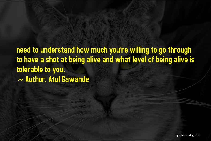 Atul Gawande Quotes: Need To Understand How Much You're Willing To Go Through To Have A Shot At Being Alive And What Level