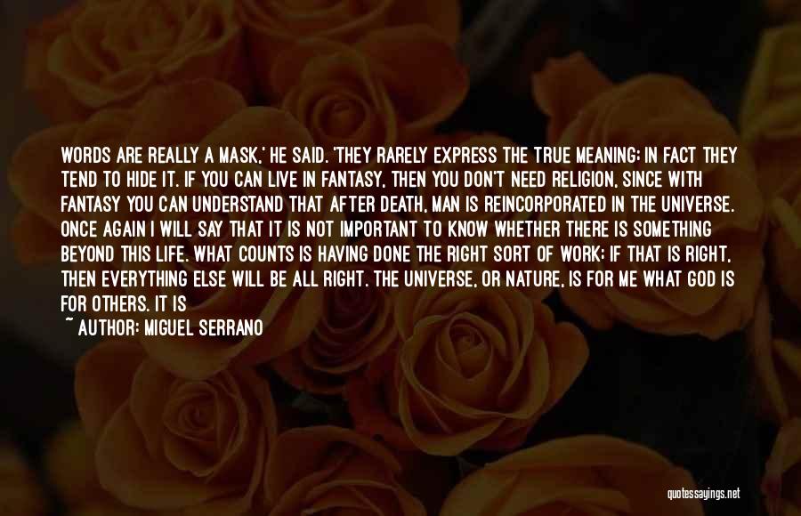 Miguel Serrano Quotes: Words Are Really A Mask,' He Said. 'they Rarely Express The True Meaning; In Fact They Tend To Hide It.