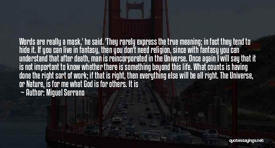 Miguel Serrano Quotes: Words Are Really A Mask,' He Said. 'they Rarely Express The True Meaning; In Fact They Tend To Hide It.
