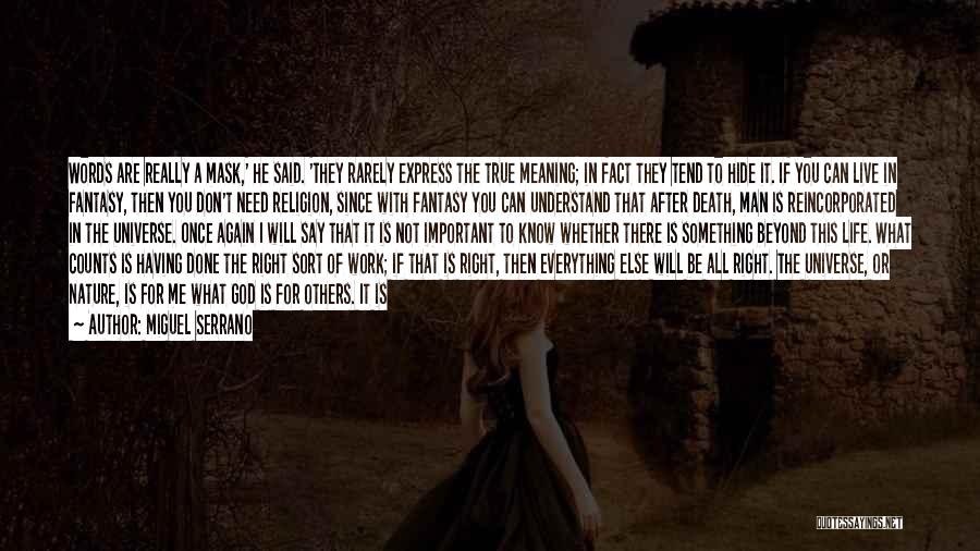 Miguel Serrano Quotes: Words Are Really A Mask,' He Said. 'they Rarely Express The True Meaning; In Fact They Tend To Hide It.