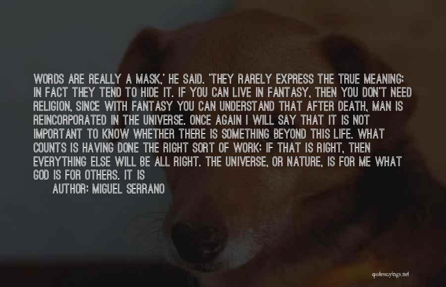 Miguel Serrano Quotes: Words Are Really A Mask,' He Said. 'they Rarely Express The True Meaning; In Fact They Tend To Hide It.