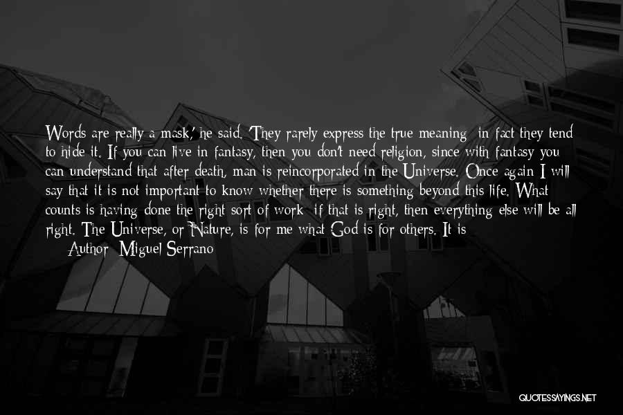 Miguel Serrano Quotes: Words Are Really A Mask,' He Said. 'they Rarely Express The True Meaning; In Fact They Tend To Hide It.