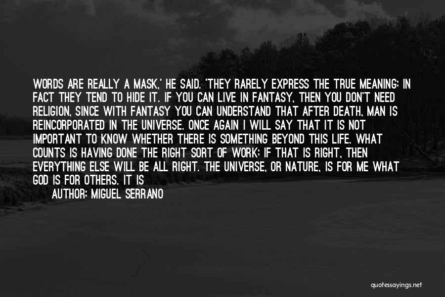 Miguel Serrano Quotes: Words Are Really A Mask,' He Said. 'they Rarely Express The True Meaning; In Fact They Tend To Hide It.