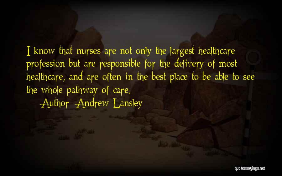 Andrew Lansley Quotes: I Know That Nurses Are Not Only The Largest Healthcare Profession But Are Responsible For The Delivery Of Most Healthcare,
