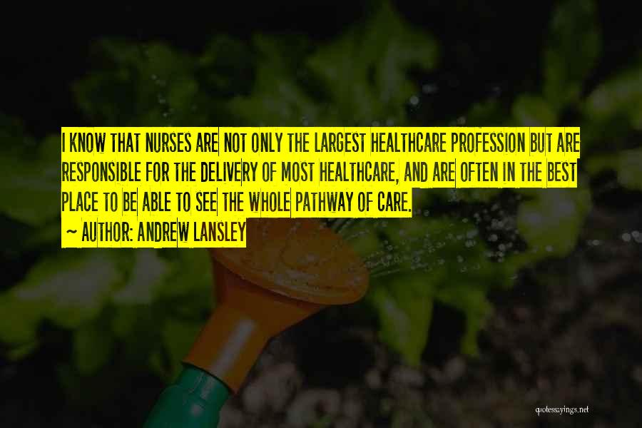 Andrew Lansley Quotes: I Know That Nurses Are Not Only The Largest Healthcare Profession But Are Responsible For The Delivery Of Most Healthcare,