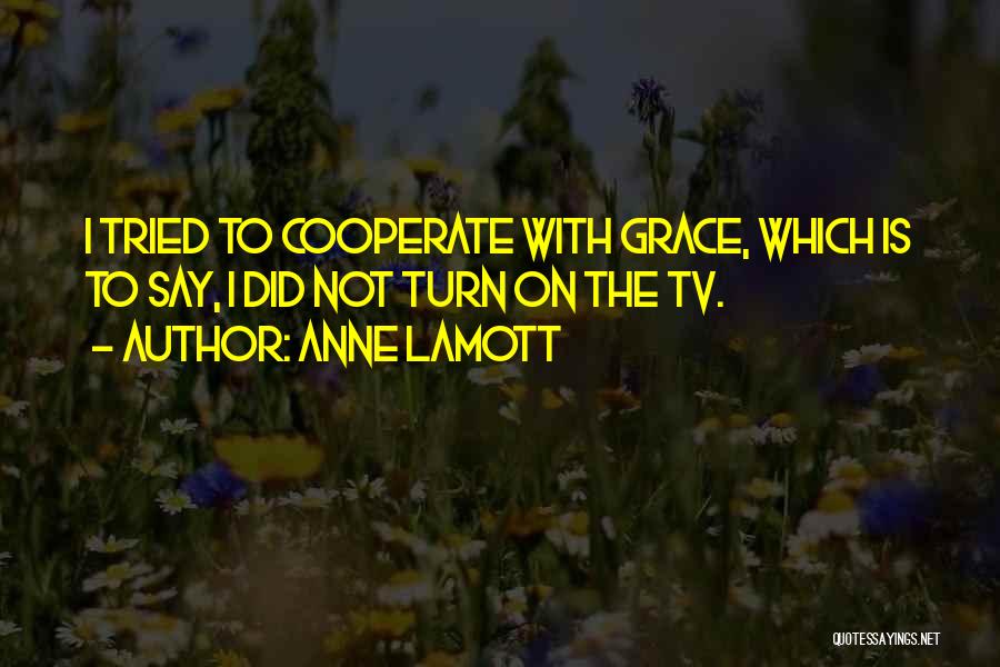 Anne Lamott Quotes: I Tried To Cooperate With Grace, Which Is To Say, I Did Not Turn On The Tv.
