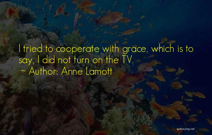 Anne Lamott Quotes: I Tried To Cooperate With Grace, Which Is To Say, I Did Not Turn On The Tv.