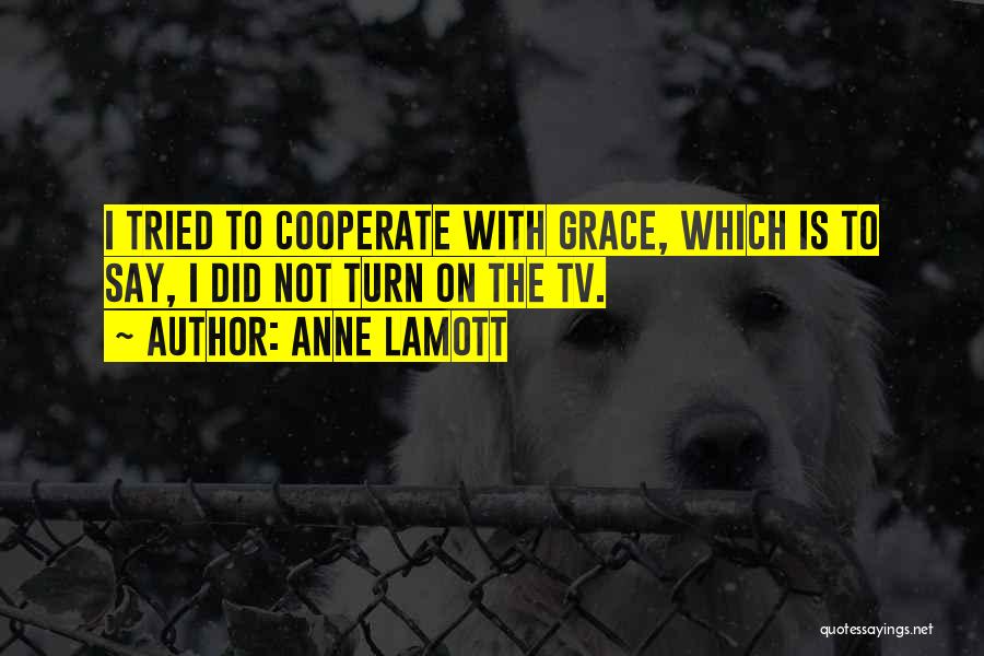 Anne Lamott Quotes: I Tried To Cooperate With Grace, Which Is To Say, I Did Not Turn On The Tv.