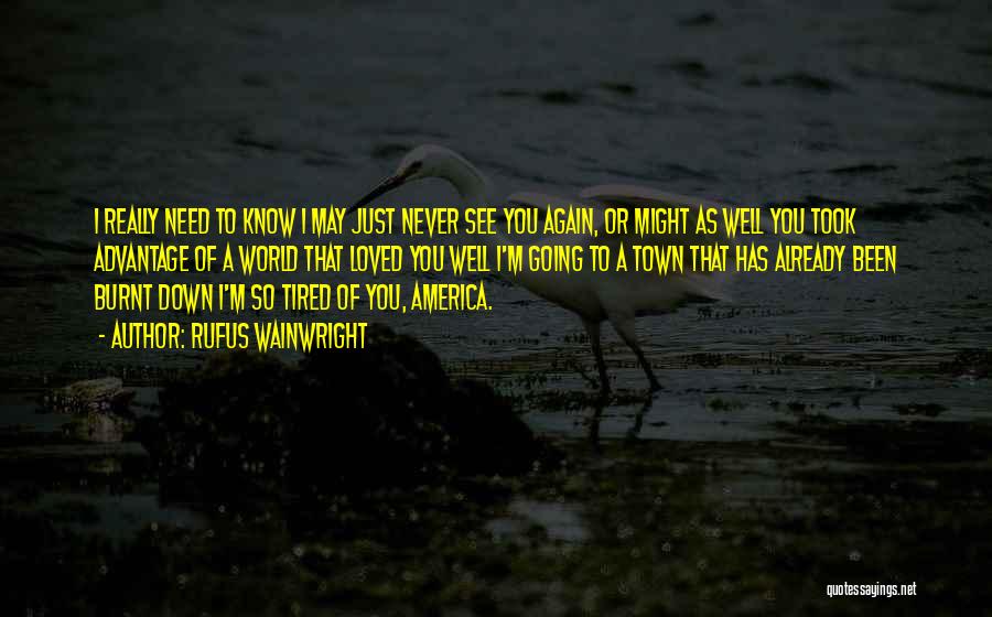 Rufus Wainwright Quotes: I Really Need To Know I May Just Never See You Again, Or Might As Well You Took Advantage Of