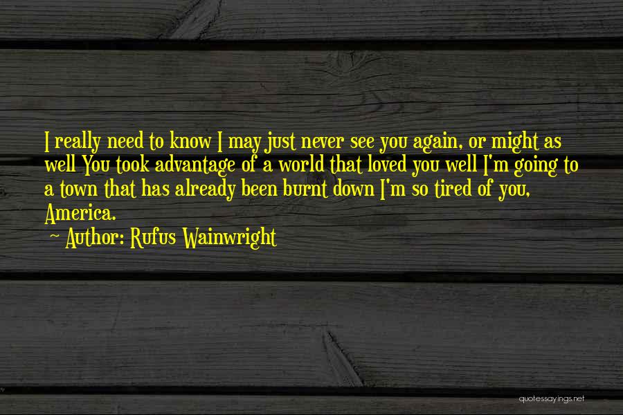 Rufus Wainwright Quotes: I Really Need To Know I May Just Never See You Again, Or Might As Well You Took Advantage Of