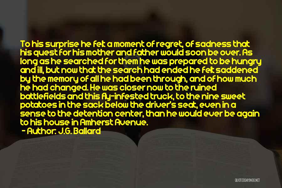 J.G. Ballard Quotes: To His Surprise He Felt A Moment Of Regret, Of Sadness That His Quest For His Mother And Father Would