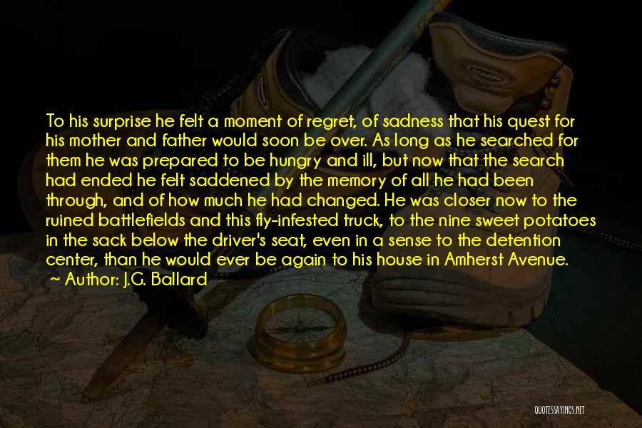 J.G. Ballard Quotes: To His Surprise He Felt A Moment Of Regret, Of Sadness That His Quest For His Mother And Father Would