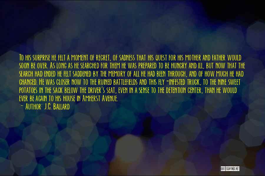 J.G. Ballard Quotes: To His Surprise He Felt A Moment Of Regret, Of Sadness That His Quest For His Mother And Father Would