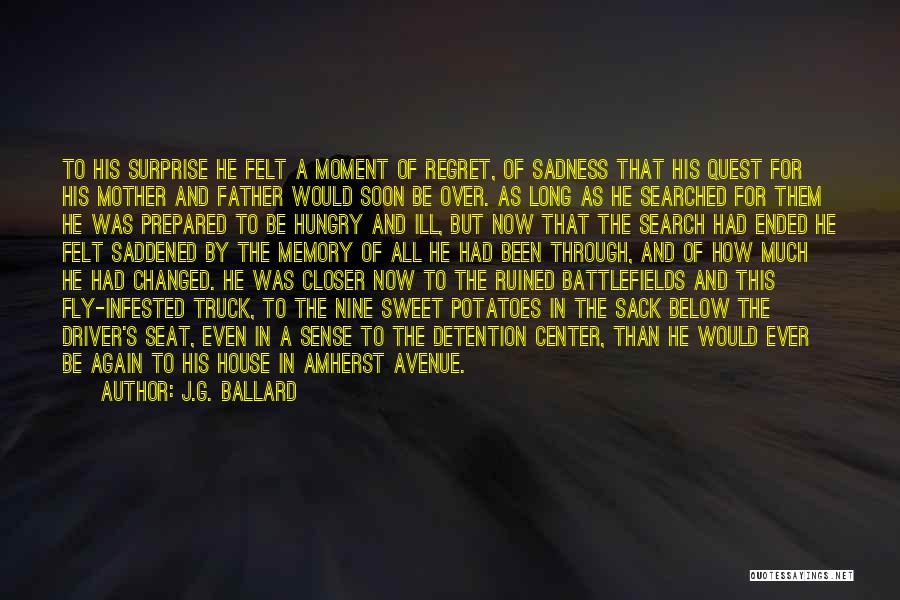 J.G. Ballard Quotes: To His Surprise He Felt A Moment Of Regret, Of Sadness That His Quest For His Mother And Father Would