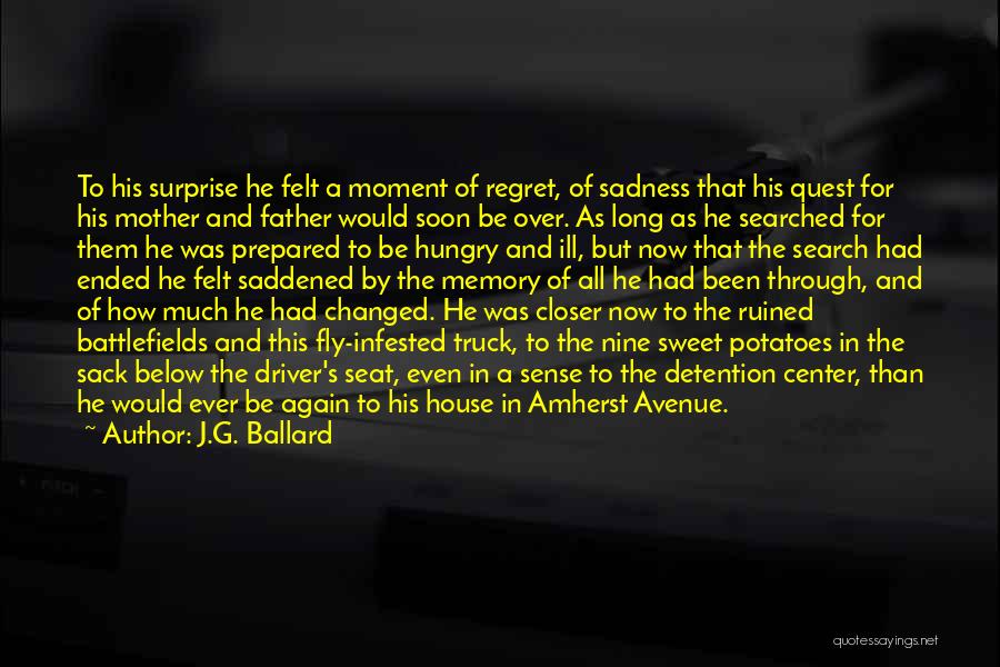 J.G. Ballard Quotes: To His Surprise He Felt A Moment Of Regret, Of Sadness That His Quest For His Mother And Father Would