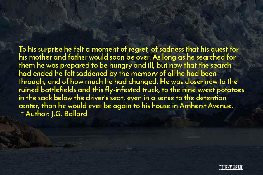 J.G. Ballard Quotes: To His Surprise He Felt A Moment Of Regret, Of Sadness That His Quest For His Mother And Father Would