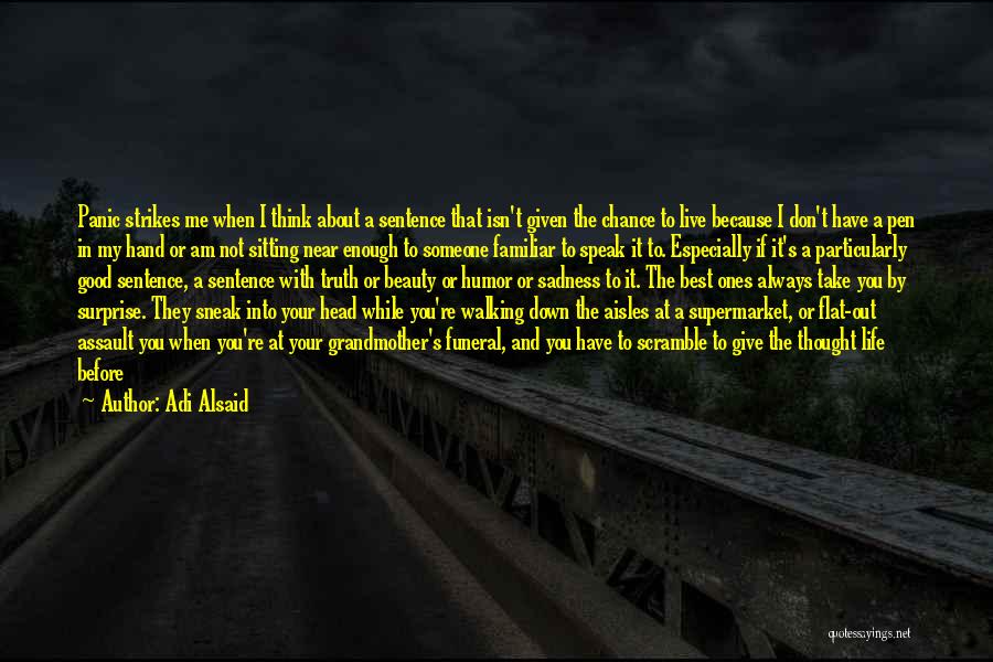 Adi Alsaid Quotes: Panic Strikes Me When I Think About A Sentence That Isn't Given The Chance To Live Because I Don't Have
