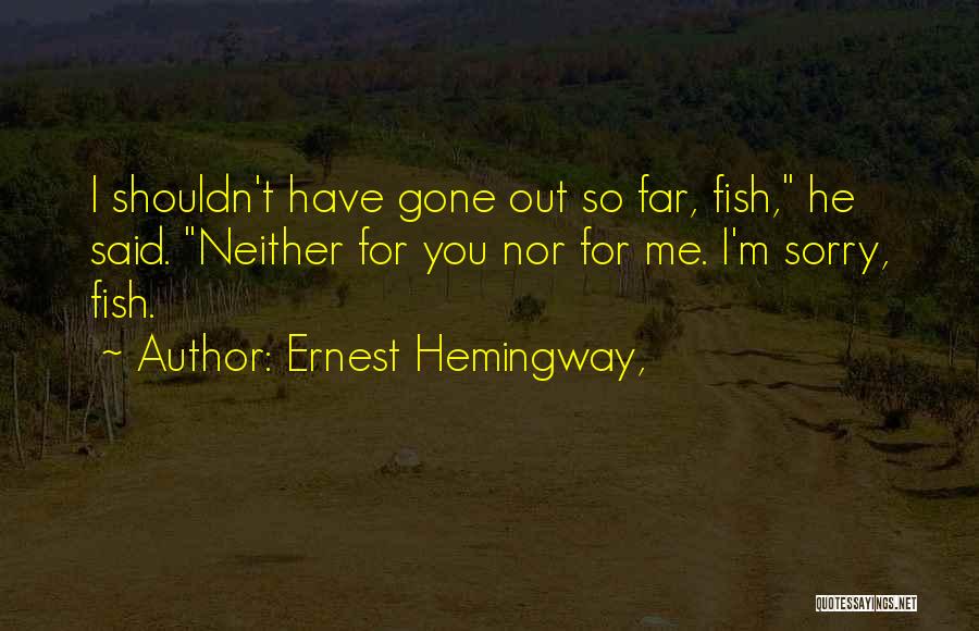 Ernest Hemingway, Quotes: I Shouldn't Have Gone Out So Far, Fish, He Said. Neither For You Nor For Me. I'm Sorry, Fish.