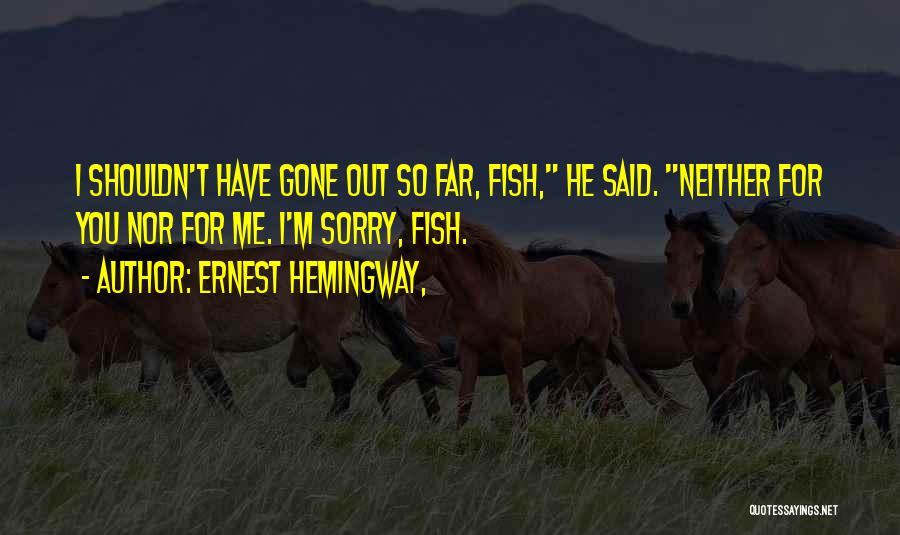 Ernest Hemingway, Quotes: I Shouldn't Have Gone Out So Far, Fish, He Said. Neither For You Nor For Me. I'm Sorry, Fish.