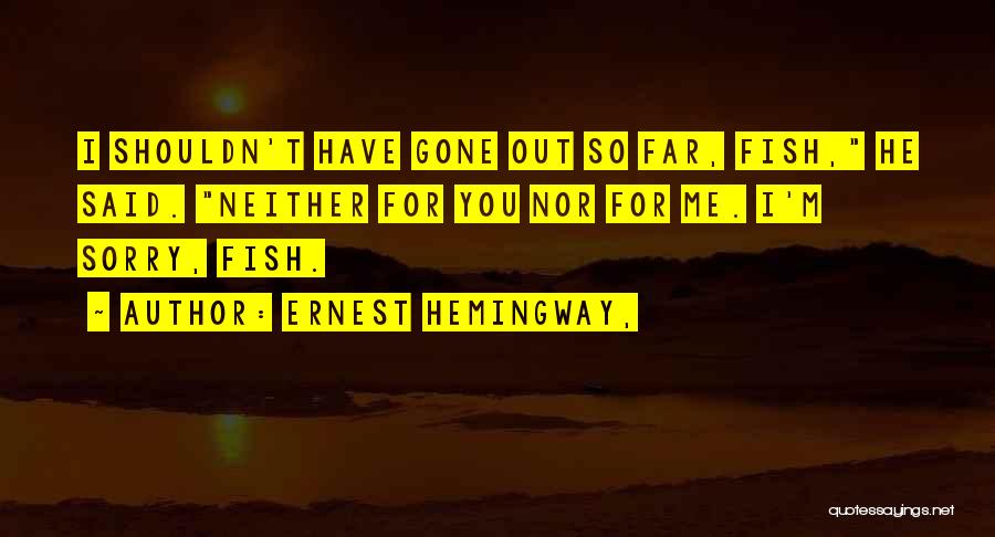 Ernest Hemingway, Quotes: I Shouldn't Have Gone Out So Far, Fish, He Said. Neither For You Nor For Me. I'm Sorry, Fish.