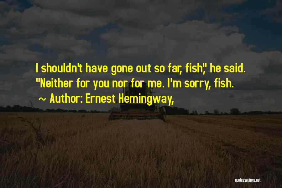 Ernest Hemingway, Quotes: I Shouldn't Have Gone Out So Far, Fish, He Said. Neither For You Nor For Me. I'm Sorry, Fish.
