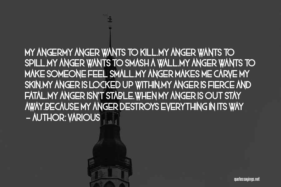 Various Quotes: My Angermy Anger Wants To Kill.my Anger Wants To Spill.my Anger Wants To Smash A Wall.my Anger Wants To Make