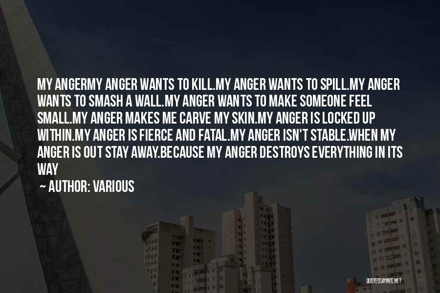 Various Quotes: My Angermy Anger Wants To Kill.my Anger Wants To Spill.my Anger Wants To Smash A Wall.my Anger Wants To Make