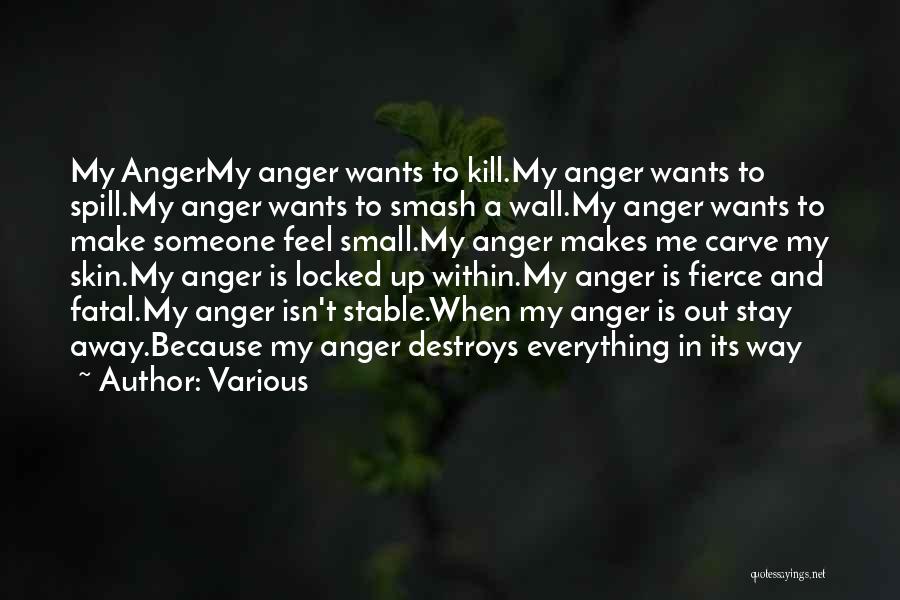 Various Quotes: My Angermy Anger Wants To Kill.my Anger Wants To Spill.my Anger Wants To Smash A Wall.my Anger Wants To Make