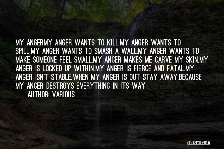 Various Quotes: My Angermy Anger Wants To Kill.my Anger Wants To Spill.my Anger Wants To Smash A Wall.my Anger Wants To Make