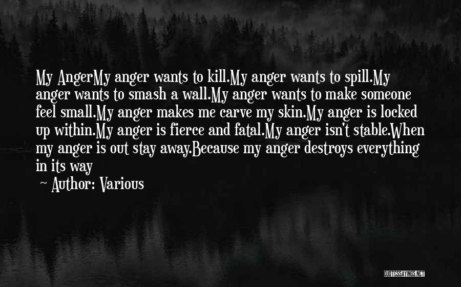 Various Quotes: My Angermy Anger Wants To Kill.my Anger Wants To Spill.my Anger Wants To Smash A Wall.my Anger Wants To Make